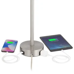 360 Lighting Trotter Modern Table Lamps 23 3/4" High Set Of 2 Brushed Nickel With USB And AC Power Outlet In Base White Fabric Cylinder For Home Desk -Adesso Lighting Deals Store GUEST f76de4d6 c4b1 4912 b5c5 06debc3af599