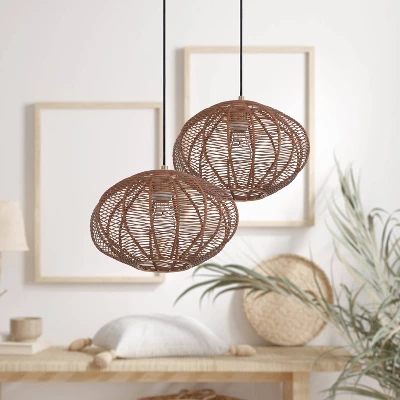 13.5" 1-Light Linnea Pendant Rattan Brown - River Of Goods 5 13.5" 1-Light Linnea Pendant Rattan Brown - River Of Goods - Image 5