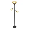 Torchiere Floor Lamp With 2 Reading Lights And Scalloped Glass Shades Restoration Bronze - Lalia Home