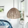 12.75" 1-Light Gloriana Pendant Rattan Brown - River Of Goods