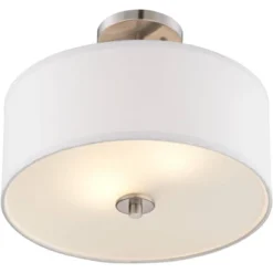 Possini Euro Design Halsted Modern Ceiling Light Semi Flush Mount Fixture 15" Wide Brushed Nickel 2-Light Oatmeal Linen Drum For Bedroom Living Room 9 Possini Euro Design Halsted Modern Ceiling Light Semi Flush Mount Fixture 15" Wide Brushed Nickel 2-Light Oatmeal Linen Drum For Bedroom Living Room -Adesso Lighting Deals Store GUEST fb5ea2b7 23eb 4186 9ae2 c19ffe763ffd