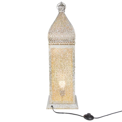 Northlight 30.5" White And Gold Moroccan Style Lantern Floor Lamp 3 Northlight 30.5" White And Gold Moroccan Style Lantern Floor Lamp - Image 3
