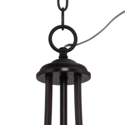 Franklin Iron Works Oil Rubbed Bronze Pendant Chandelier 19 1/2" Wide Farmhouse Rustic Oatmeal Linen Drum Shade Fixture For Dining Room Kitchen Island -Adesso Lighting Deals Store GUEST ff539b5d 9276 425c a6c2 172366791f99