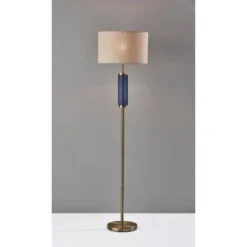Glass Delilah Floor Lamp Antique Brass/Blue - Adesso