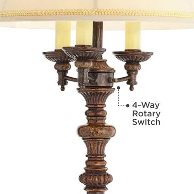Barnes And Ivy Traditional Floor Lamp Candelabra Style 4-Light 64.5" Tall Italian Bronze Bell Shade For Living Room Reading Bedroom 3 Barnes And Ivy Traditional Floor Lamp Candelabra Style 4-Light 64.5" Tall Italian Bronze Bell Shade For Living Room Reading Bedroom - Image 3